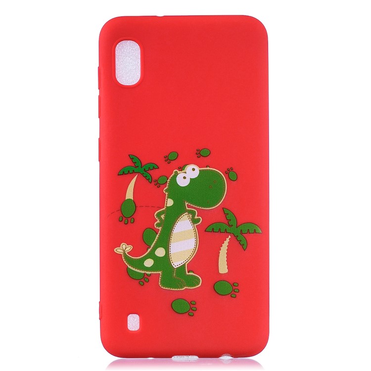 Pattern Printing Soft TPU Gel Protective Case with Silicone Strap for Samsung Galaxy A10 - Red-3