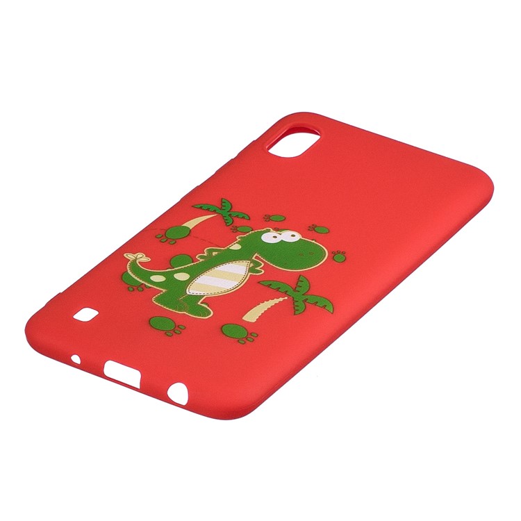Pattern Printing Soft TPU Gel Protective Case with Silicone Strap for Samsung Galaxy A10 - Red-5