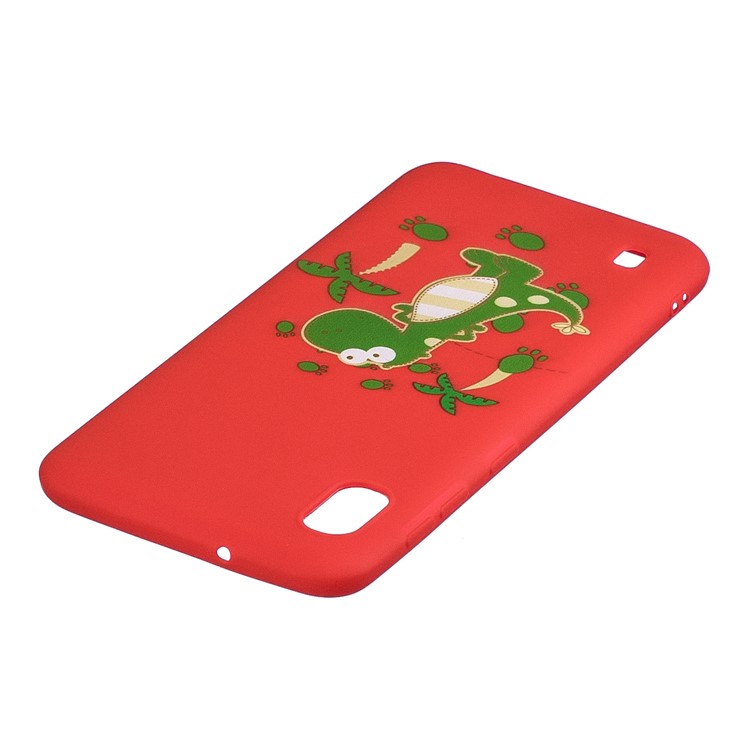 Pattern Printing Soft TPU Gel Protective Case with Silicone Strap for Samsung Galaxy A10 - Red-6