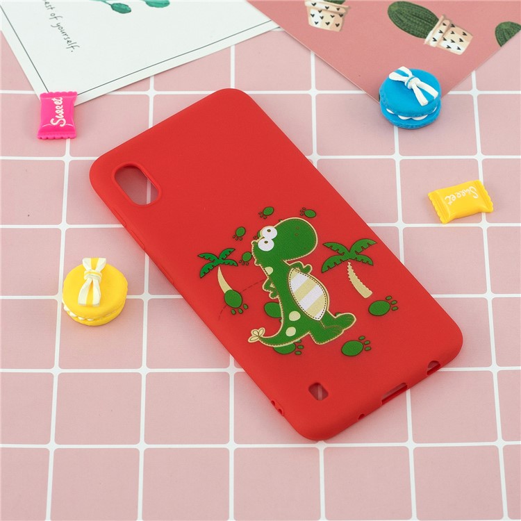 Pattern Printing Soft TPU Gel Protective Case with Silicone Strap for Samsung Galaxy A10 - Red-9
