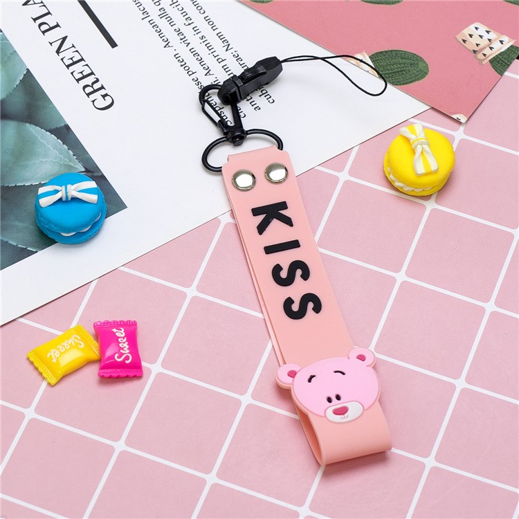Pattern Printing Soft TPU Gel Protective Case with Silicone Strap for Samsung Galaxy A10 - Light Pink-11