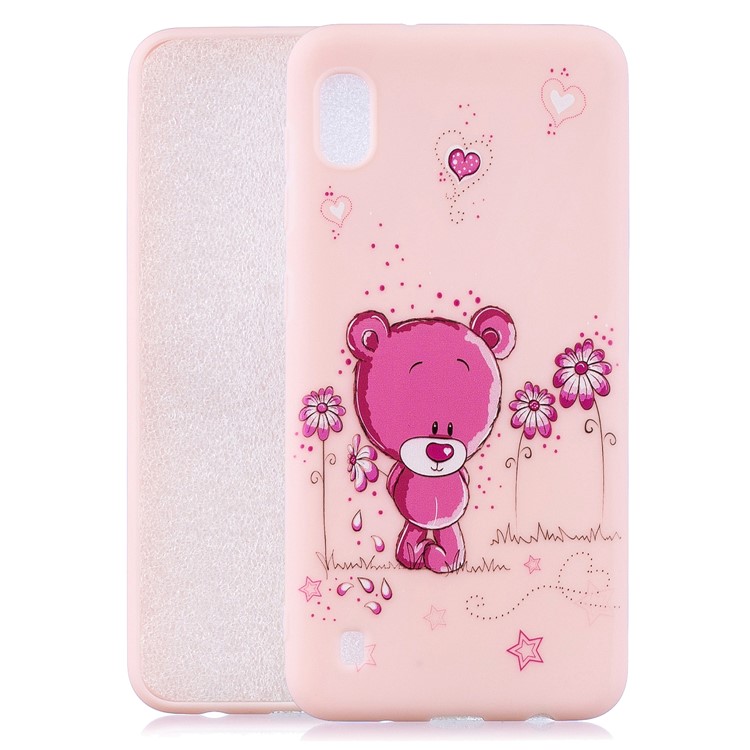 Pattern Printing Soft TPU Gel Protective Case with Silicone Strap for Samsung Galaxy A10 - Light Pink-2