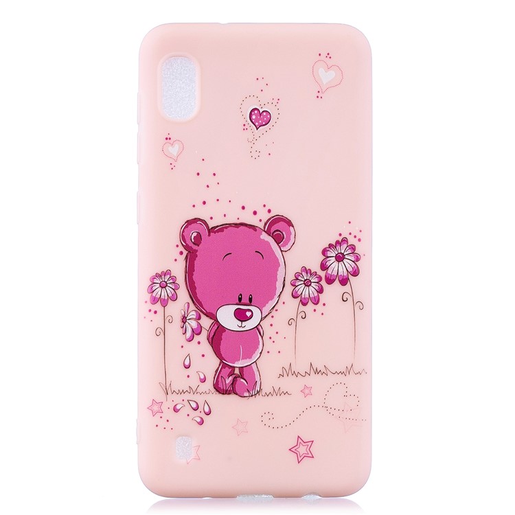 Pattern Printing Soft TPU Gel Protective Case with Silicone Strap for Samsung Galaxy A10 - Light Pink-3