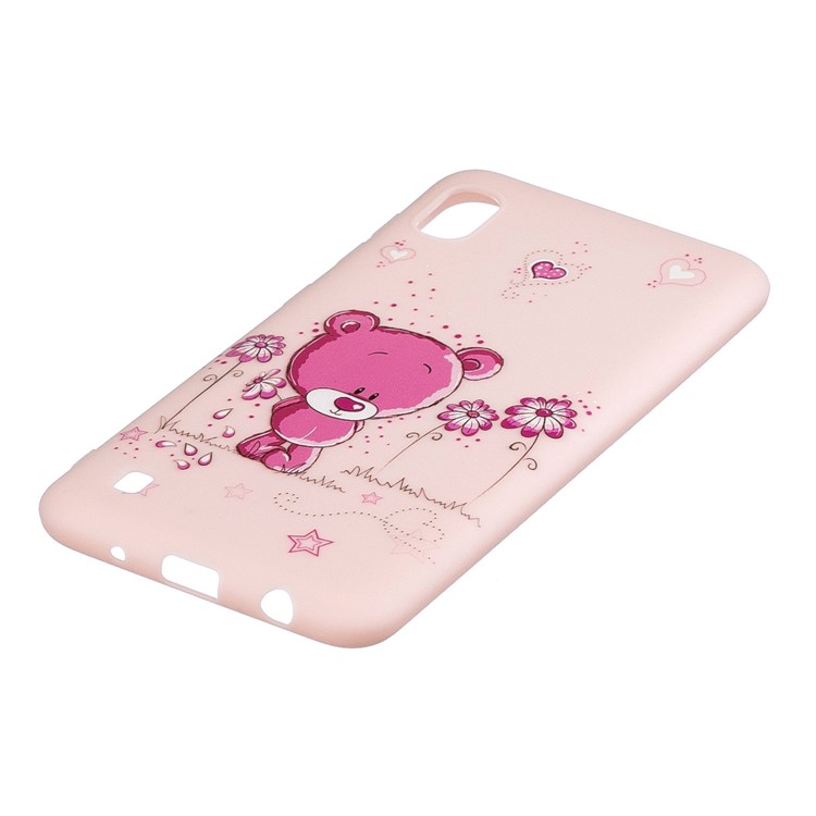 Pattern Printing Soft TPU Gel Protective Case with Silicone Strap for Samsung Galaxy A10 - Light Pink-5