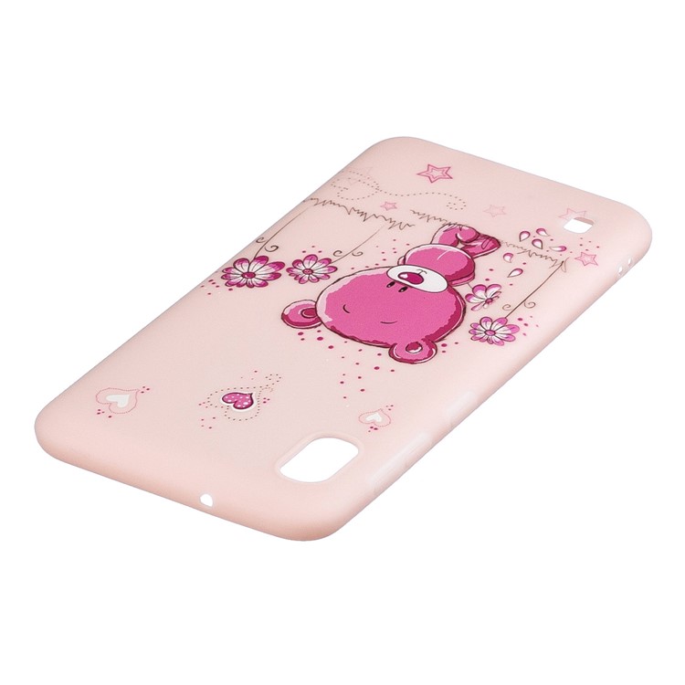 Pattern Printing Soft TPU Gel Protective Case with Silicone Strap for Samsung Galaxy A10 - Light Pink-6
