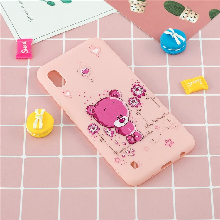 Pattern Printing Soft TPU Gel Protective Case with Silicone Strap for Samsung Galaxy A10 - Light Pink-9