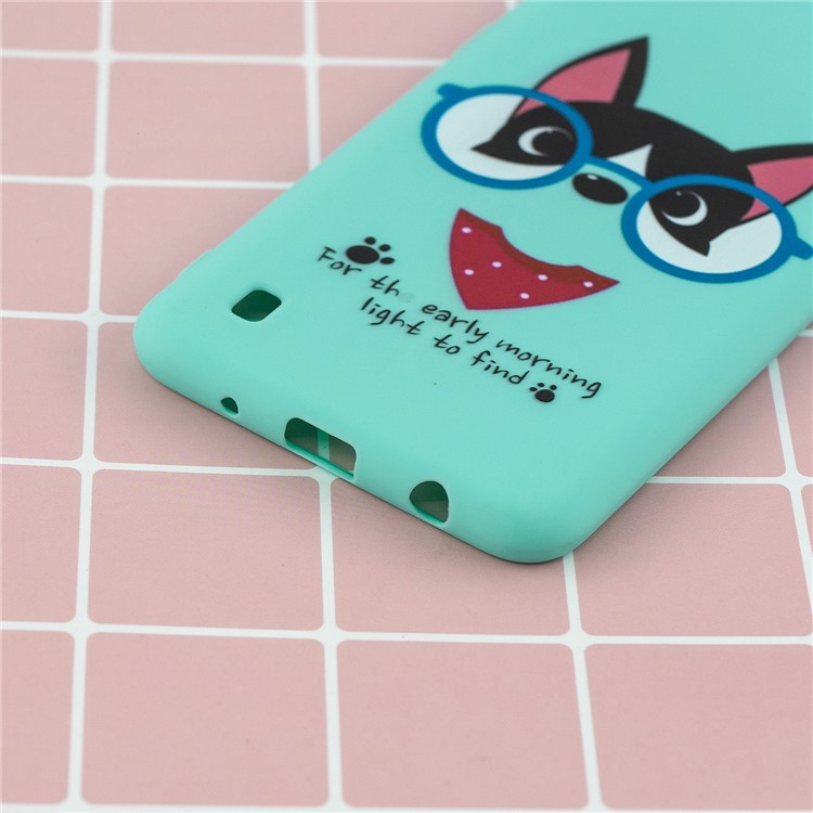 Pattern Printing Soft TPU Gel Protective Case with Silicone Strap for Samsung Galaxy A10 - Cyan-11