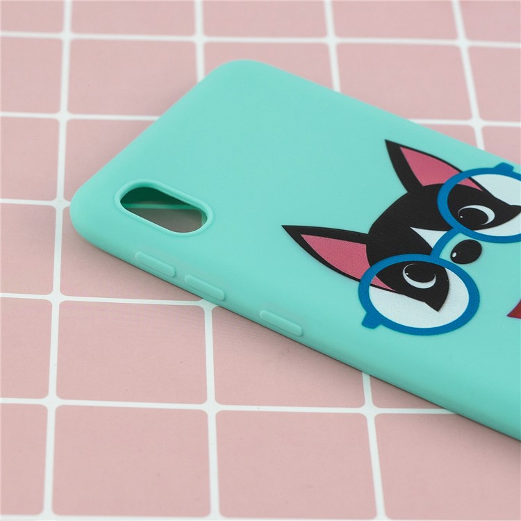 Pattern Printing Soft TPU Gel Protective Case with Silicone Strap for Samsung Galaxy A10 - Cyan-12