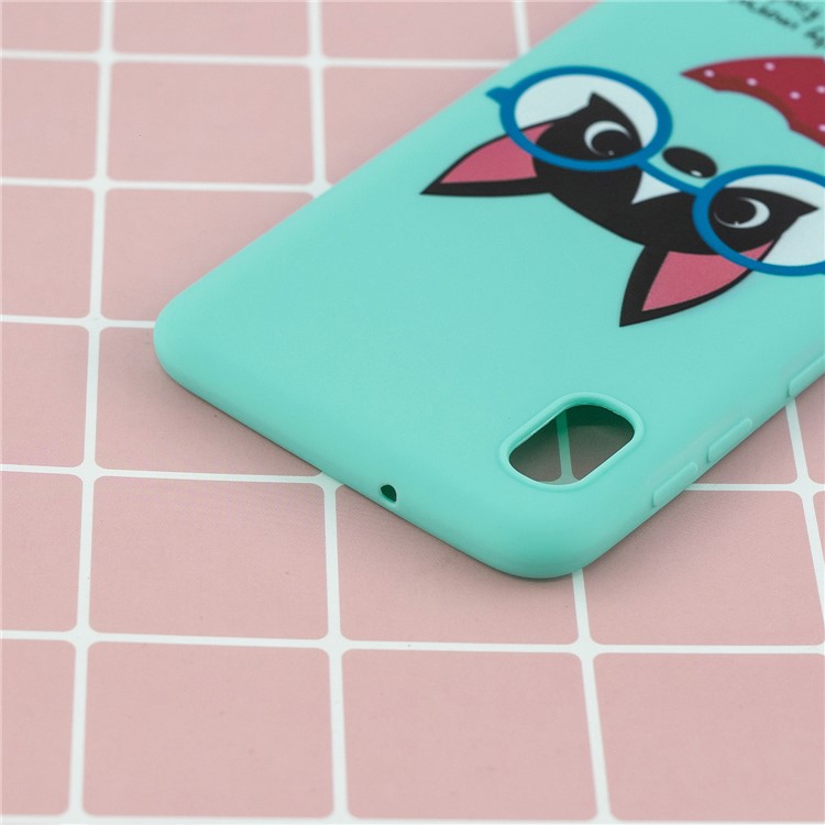 Pattern Printing Soft TPU Gel Protective Case with Silicone Strap for Samsung Galaxy A10 - Cyan-13