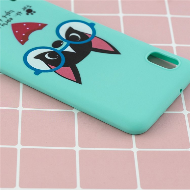 Pattern Printing Soft TPU Gel Protective Case with Silicone Strap for Samsung Galaxy A10 - Cyan-14
