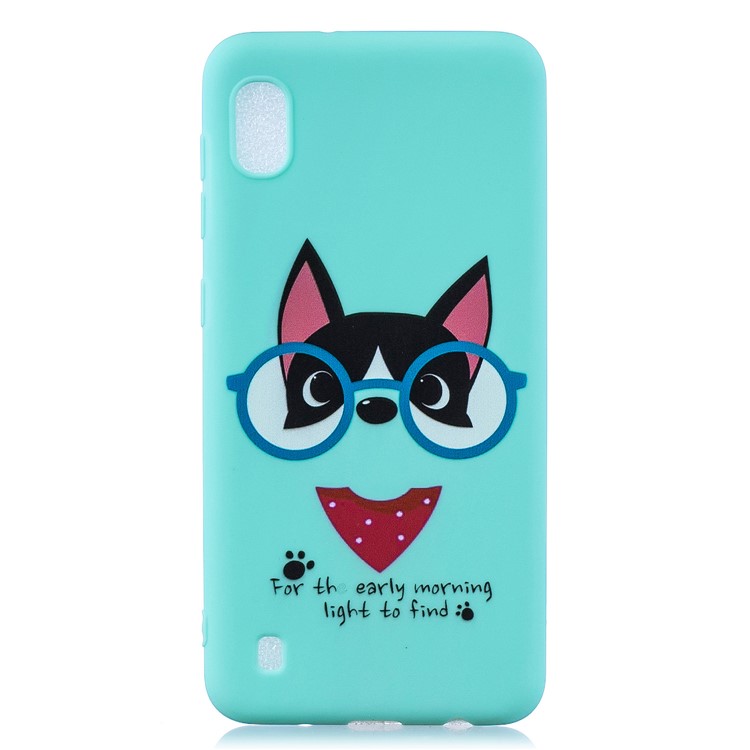 Pattern Printing Soft TPU Gel Protective Case with Silicone Strap for Samsung Galaxy A10 - Cyan-3