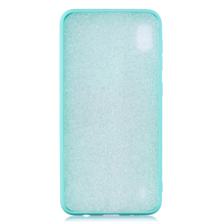 Pattern Printing Soft TPU Gel Protective Case with Silicone Strap for Samsung Galaxy A10 - Cyan-4