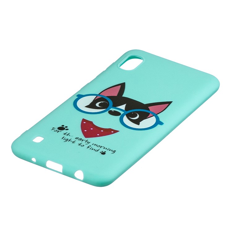 Pattern Printing Soft TPU Gel Protective Case with Silicone Strap for Samsung Galaxy A10 - Cyan-5