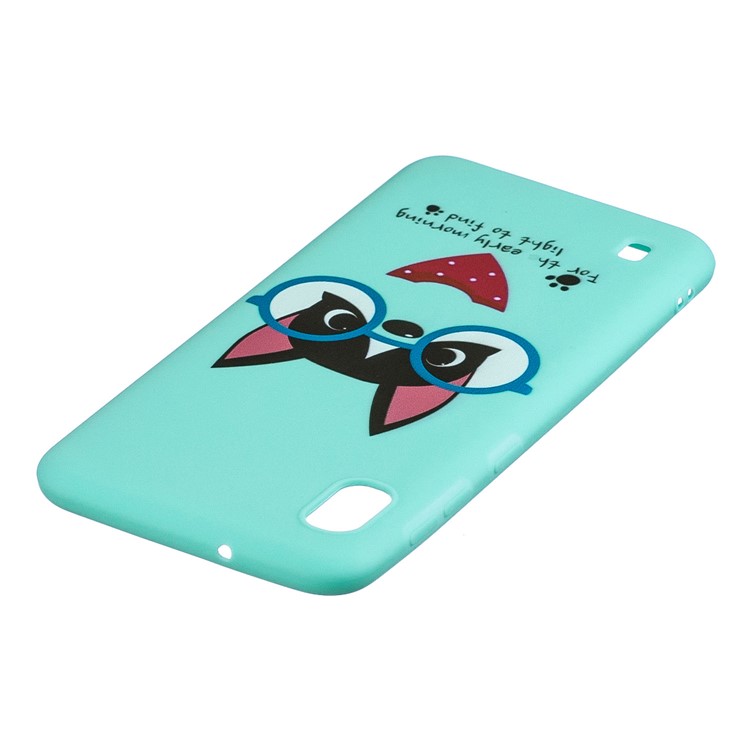 Pattern Printing Soft TPU Gel Protective Case with Silicone Strap for Samsung Galaxy A10 - Cyan-6