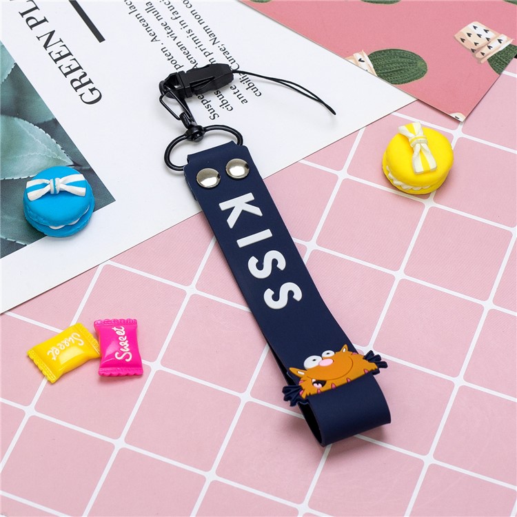 Pattern Printing Soft TPU Gel Protective Case with Silicone Strap for Samsung Galaxy A10 - Dark Blue-10