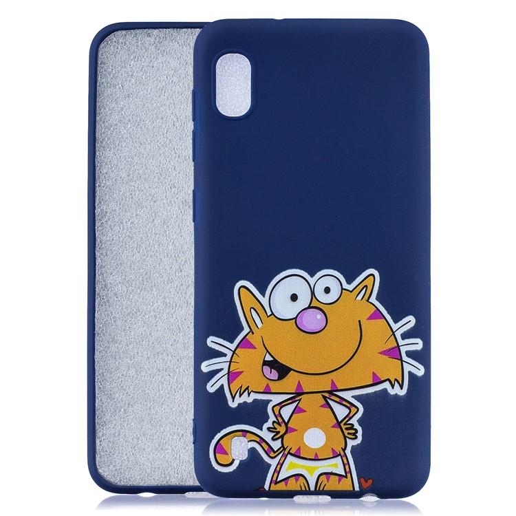 Pattern Printing Soft TPU Gel Protective Case with Silicone Strap for Samsung Galaxy A10 - Dark Blue-2