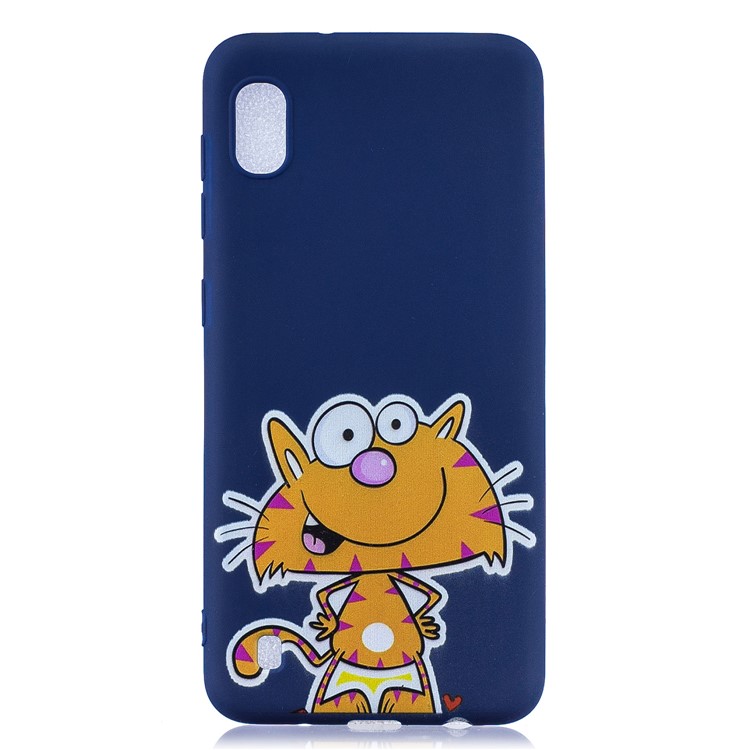 Pattern Printing Soft TPU Gel Protective Case with Silicone Strap for Samsung Galaxy A10 - Dark Blue-3