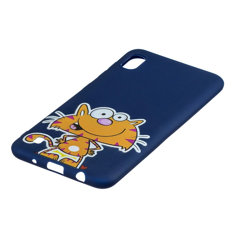 Pattern Printing Soft TPU Gel Protective Case with Silicone Strap for Samsung Galaxy A10 - Dark Blue-5
