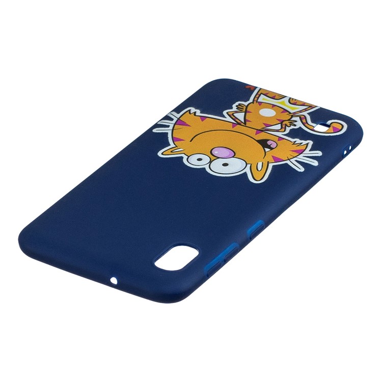 Pattern Printing Soft TPU Gel Protective Case with Silicone Strap for Samsung Galaxy A10 - Dark Blue-6