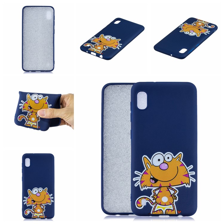 Pattern Printing Soft TPU Gel Protective Case with Silicone Strap for Samsung Galaxy A10 - Dark Blue-8