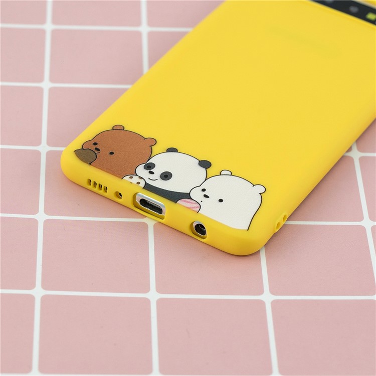 Pattern Printing TPU Gel Protective Case with Silicone Strap for Samsung Galaxy S10 5G- Yellow-10