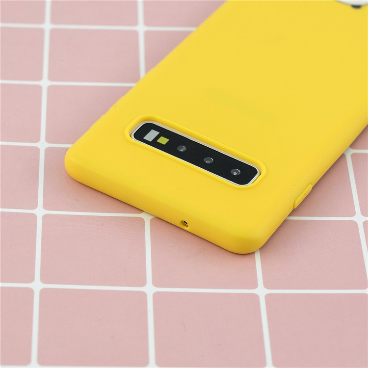 Pattern Printing TPU Gel Protective Case with Silicone Strap for Samsung Galaxy S10 5G- Yellow-12