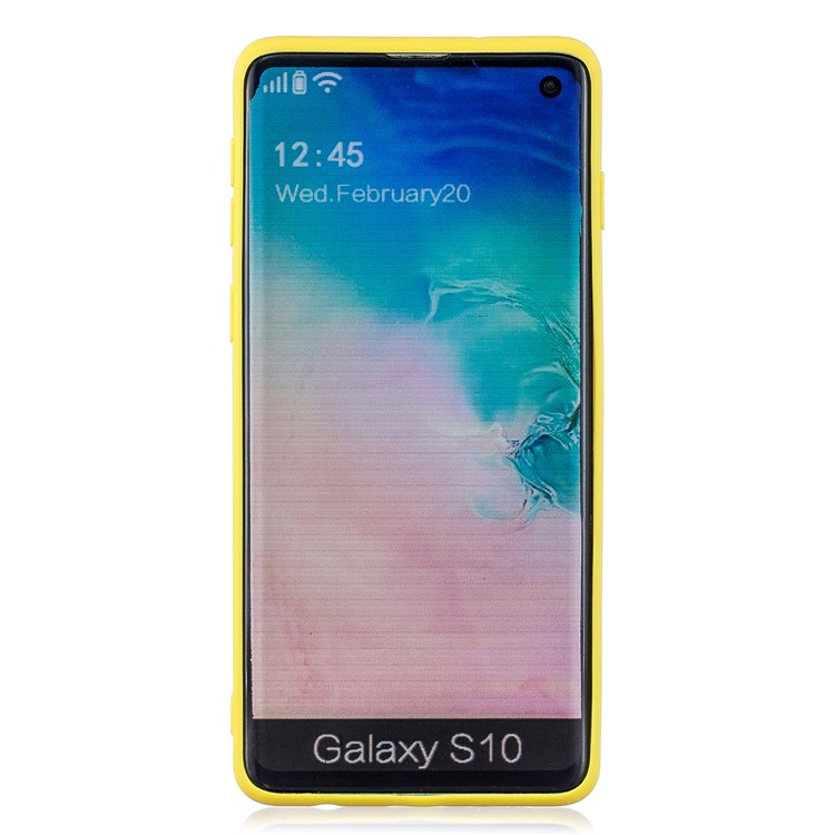 Pattern Printing TPU Gel Protective Case with Silicone Strap for Samsung Galaxy S10 5G- Yellow-4