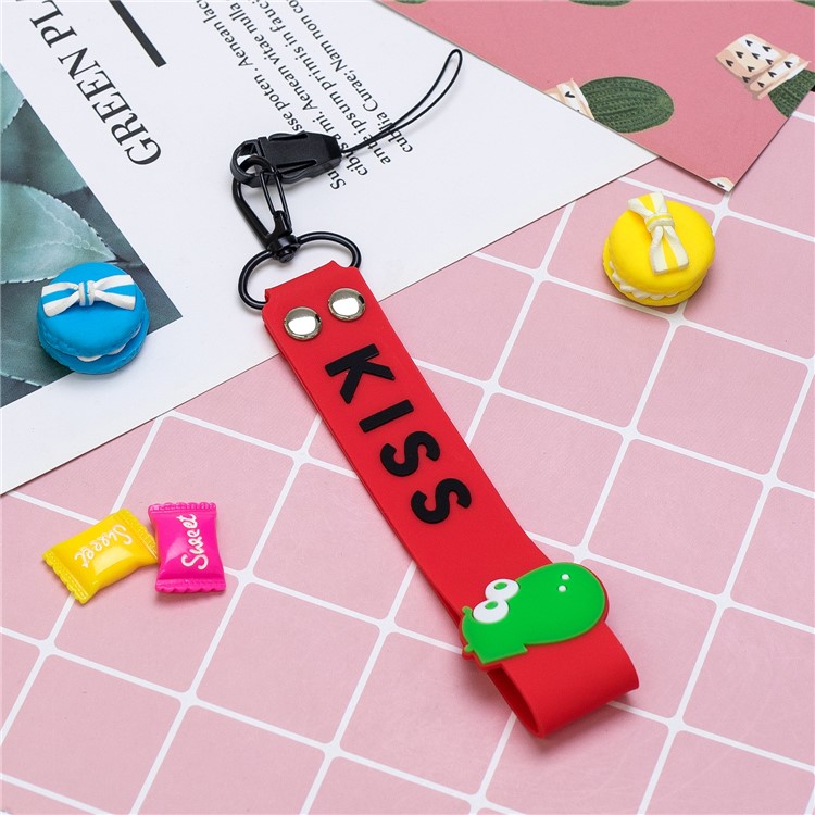 Pattern Printing Soft TPU Gel Protective Cover with Silicone Strap for Samsung Galaxy A40 - Red-11
