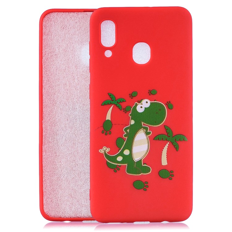 Pattern Printing Soft TPU Gel Protective Cover with Silicone Strap for Samsung Galaxy A40 - Red-2