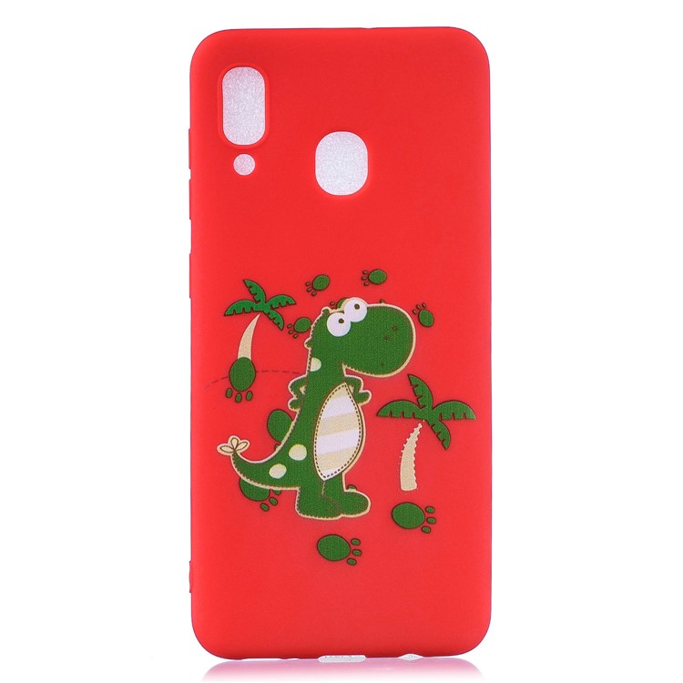 Pattern Printing Soft TPU Gel Protective Cover with Silicone Strap for Samsung Galaxy A40 - Red-3