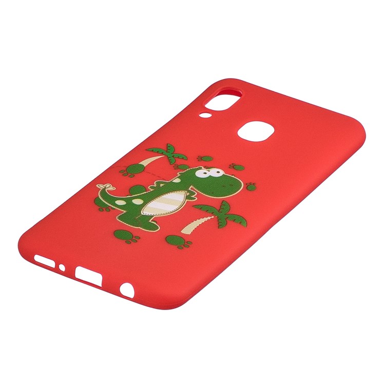 Pattern Printing Soft TPU Gel Protective Cover with Silicone Strap for Samsung Galaxy A40 - Red-5