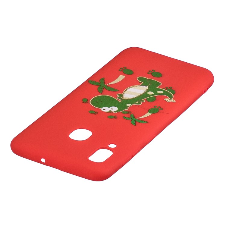 Pattern Printing Soft TPU Gel Protective Cover with Silicone Strap for Samsung Galaxy A40 - Red-6