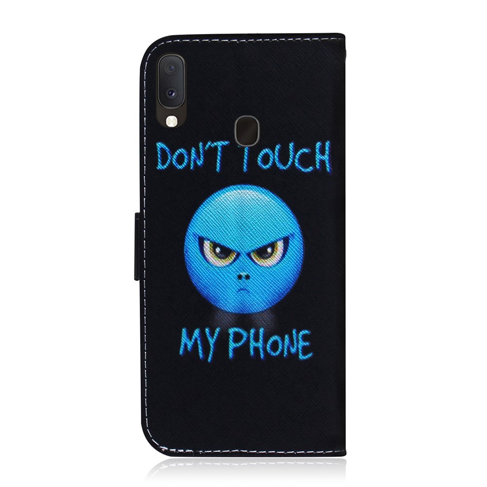 Pattern Printing Leather Wallet Case for Samsung Galaxy A20e - Do not Touch My Phone-3