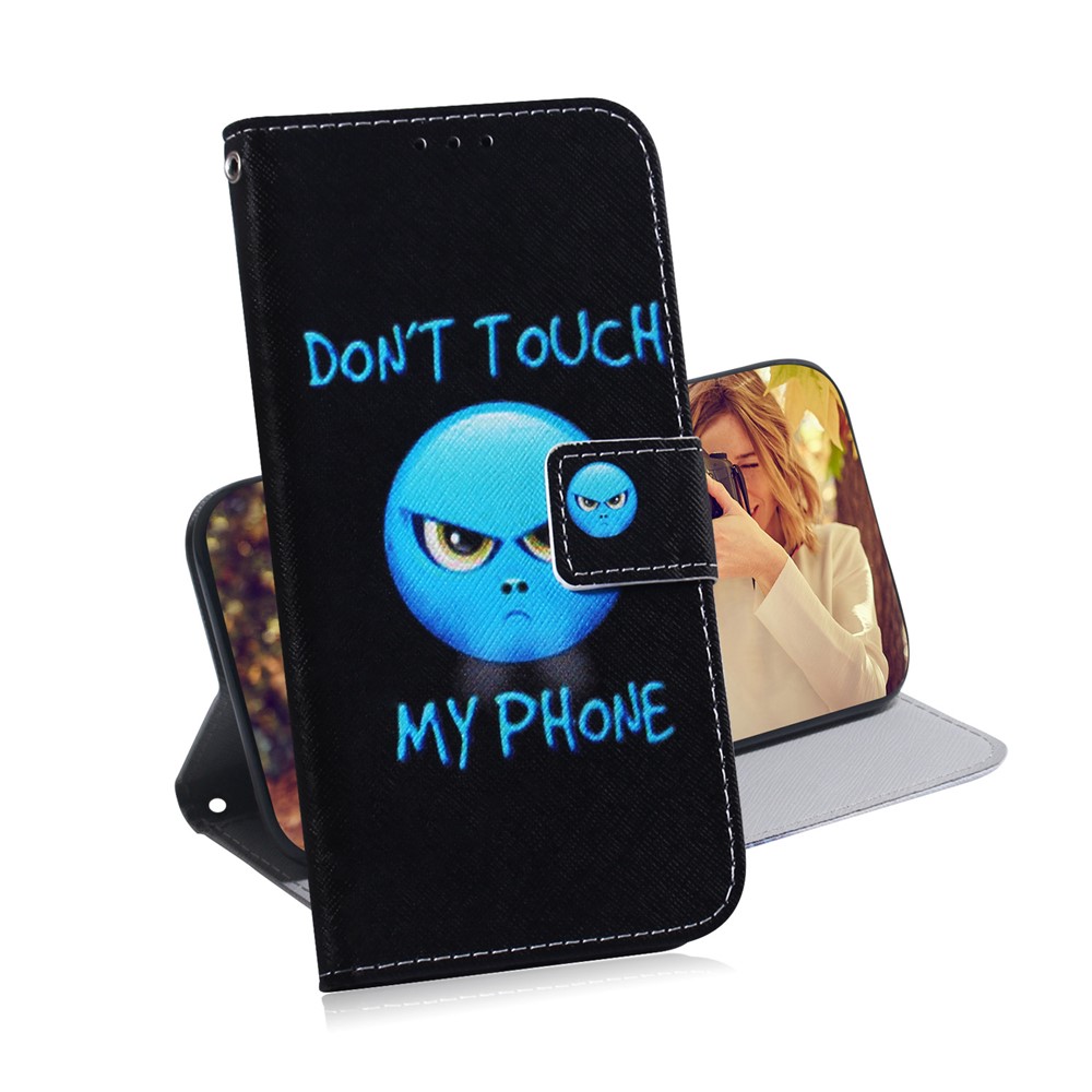 Pattern Printing Leather Wallet Case for Samsung Galaxy A20e - Do not Touch My Phone-7