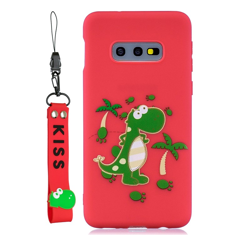 

Pattern Printing TPU Gel Protective Case with Silicone Strap for Samsung Galaxy S10e - Red, Galaxy S10e