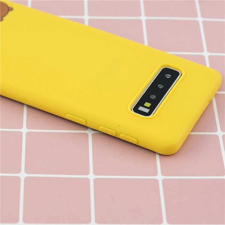 Pattern Printing TPU Gel Protective Case with Silicone Strap for Samsung Galaxy S10 Plus - Yellow-13