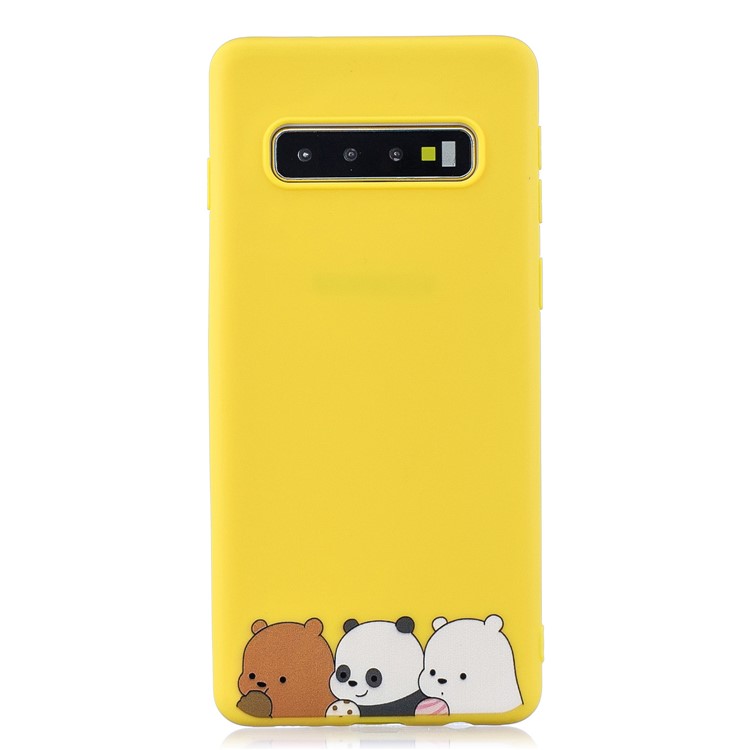 Pattern Printing TPU Gel Protective Case with Silicone Strap for Samsung Galaxy S10 Plus - Yellow-3