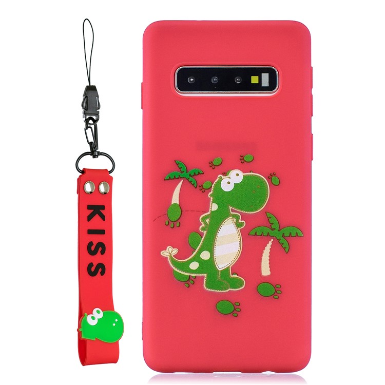 

Печать Шаблона Гель ТПУ Защитный Чехол С Силиконовым Ремешком Для Samsung Galaxy S10 Plus - Красный, Galaxy S10 Plus