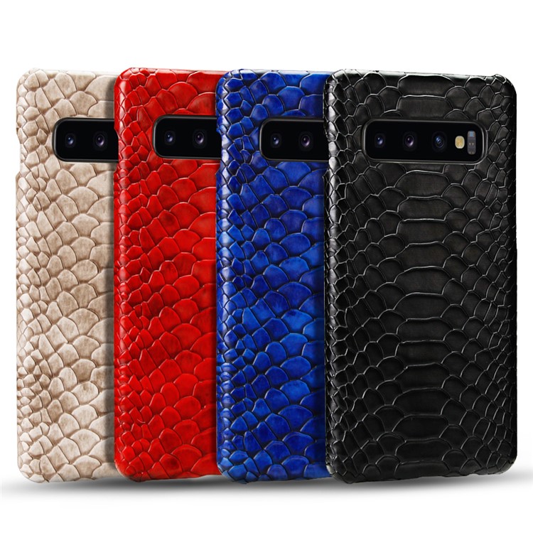 Snake Pattern PU Leather Coated PC Hard Casing for Samsung Galaxy S10 Plus - Black-3