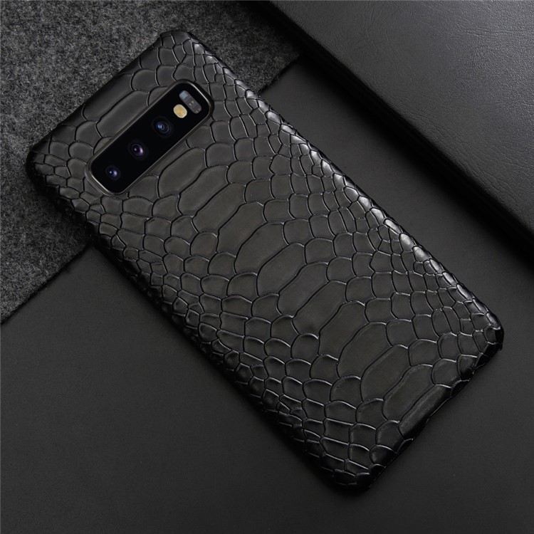 Snake Pattern PU Leather Coated PC Hard Casing for Samsung Galaxy S10 Plus - Black-4