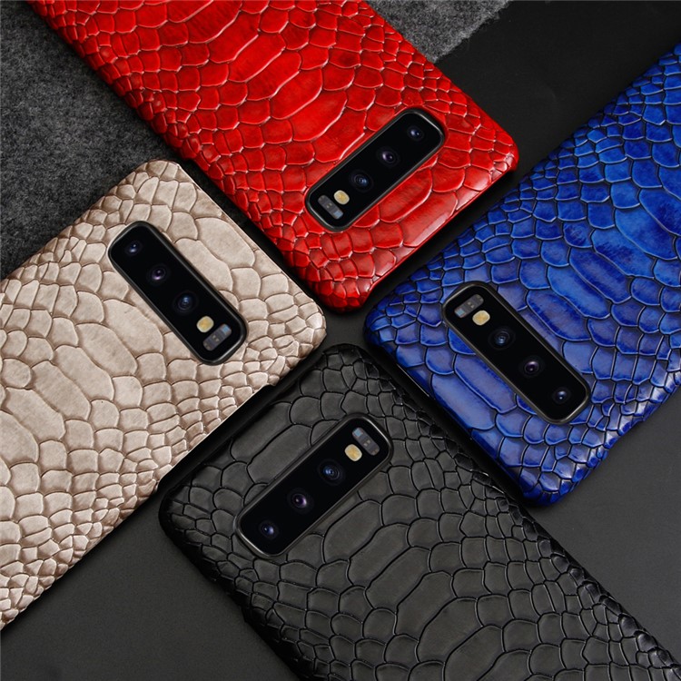 Snake Pattern PU Leather Coated PC Hard Casing for Samsung Galaxy S10 Plus - Black-7