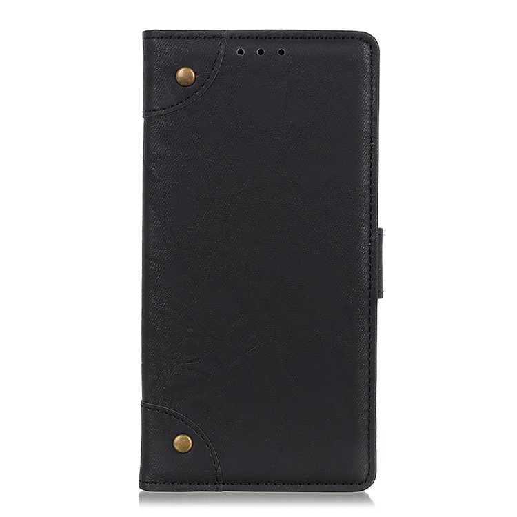 Retro Style Leather Magnetic Stand Wallet Case for Samsung Galaxy A90 / A80 - Black-2