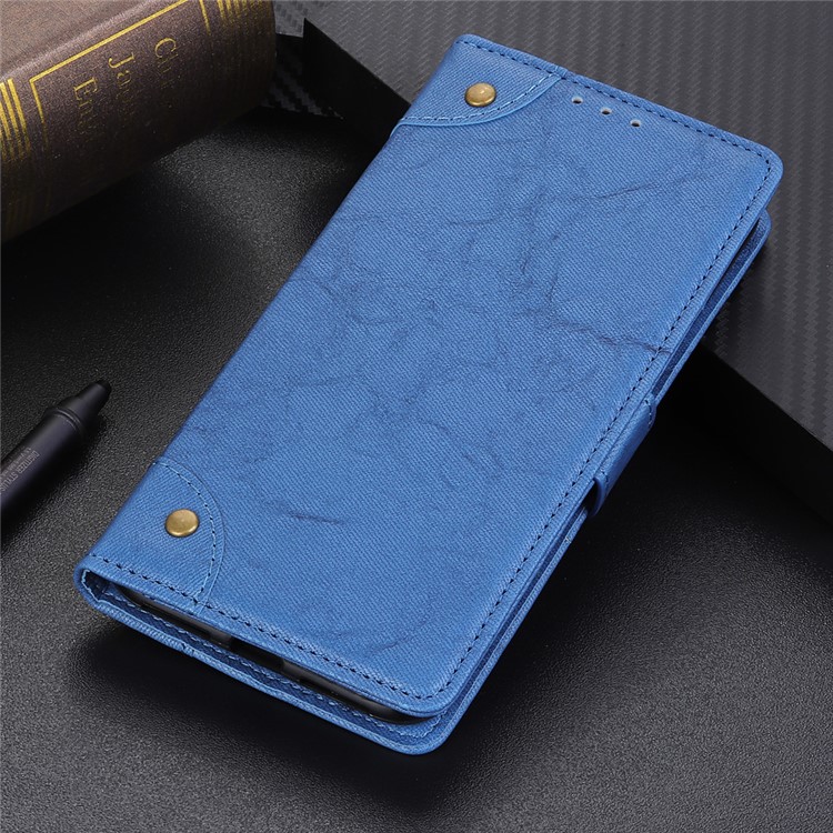 Retro Style Leather Magnetic Stand Wallet Case for Samsung Galaxy A90 / A80 - Blue-12