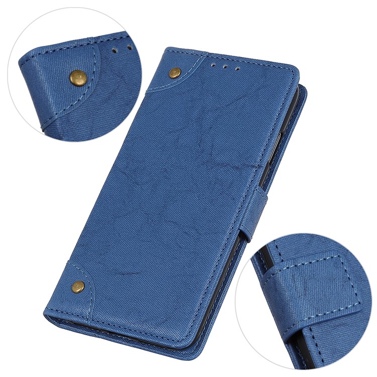 Retro Style Leather Magnetic Stand Wallet Case for Samsung Galaxy A90 / A80 - Blue-6