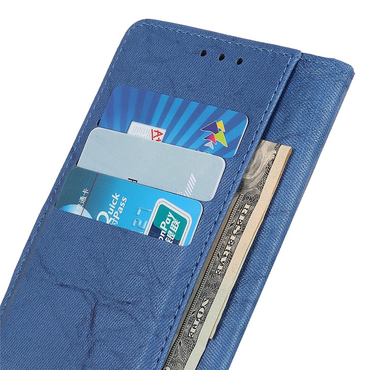 Retro Style Leather Magnetic Stand Wallet Case for Samsung Galaxy A90 / A80 - Blue-7