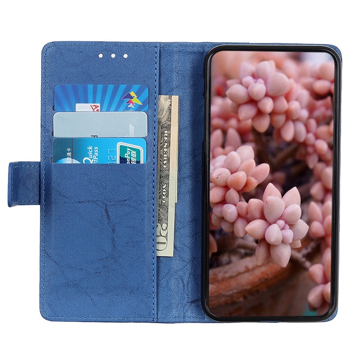 Retro Style Leather Magnetic Stand Wallet Case for Samsung Galaxy A90 / A80 - Blue-9