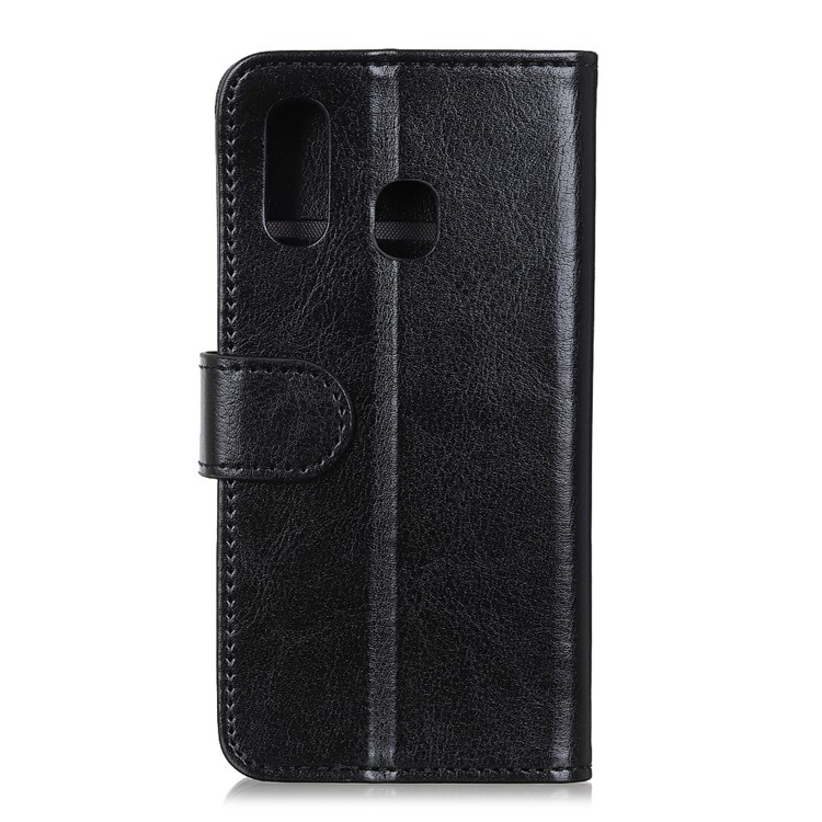 Crazy Horse Leather Wallet Stand Phone Shell for Samsung Galaxy A20e - Black-2