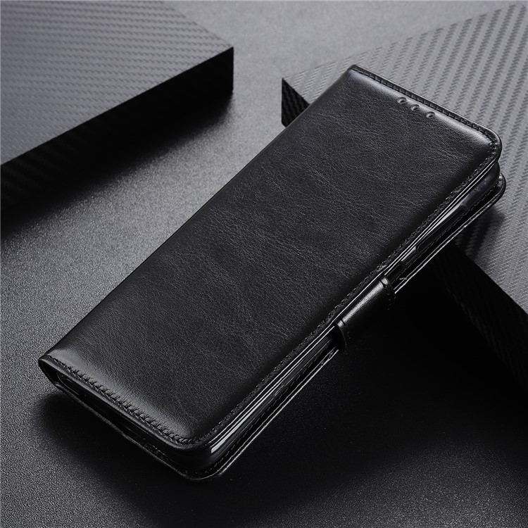 Crazy Horse Leather Wallet Stand Phone Shell for Samsung Galaxy A20e - Black-8