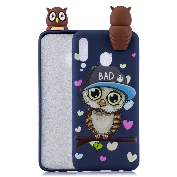 

[3D Cute Doll] Patterned TPU Phone Case Cover for Samsung Galaxy M20 - Owl with Cap, Galaxy M20