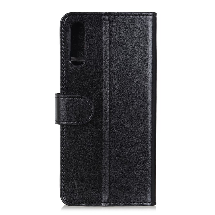 Crazy Horse Leather Wallet Stand Cover Case for Samsung Galaxy A50 - Black-2